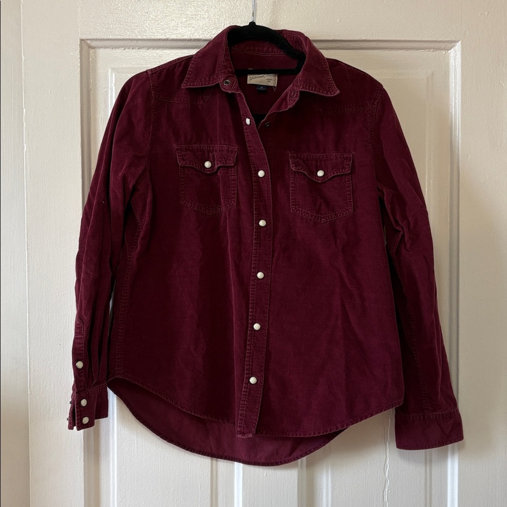 Red/Maroon Corduroy Button-Up Shirt